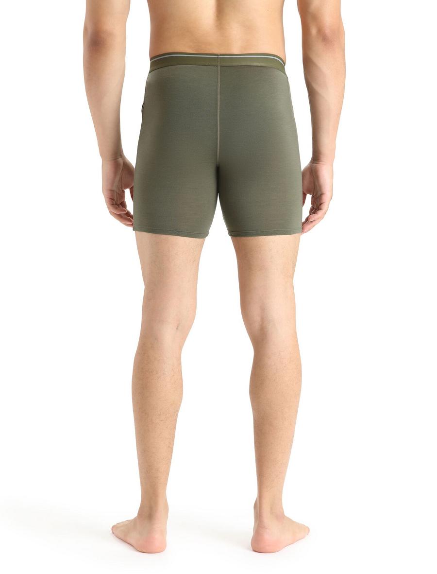 Sous Vêtement Icebreaker Merino Anatomica Long Boxers Homme Vert Olive | FR 1284YXFU